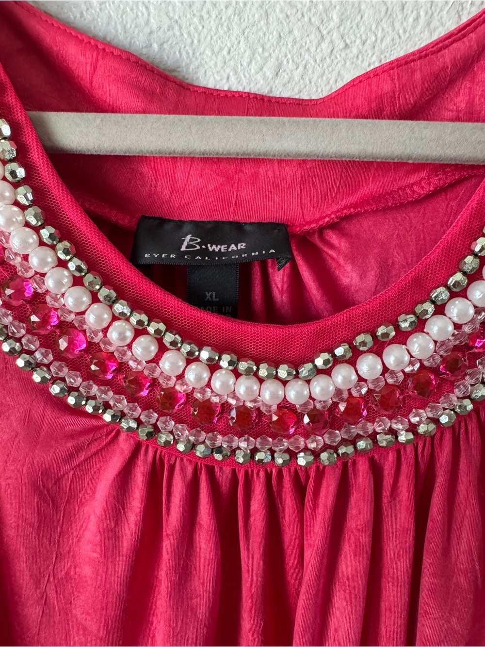 Y2K B Wear Embellished Beaded Scoop Neck Tank Top - Hot Pink